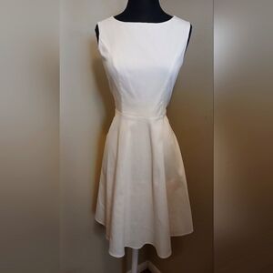Cream A-Line Midi Dress for Wedding Guest
